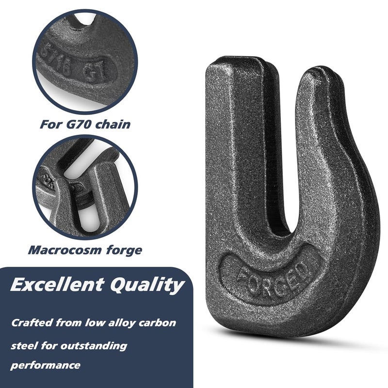 HANDRERLEE 8 Pack Weld-On Chain Grab Hook, G70 5/16" Forged Chain Hook, Heavy Duty Weldable Grab Hooks for Tractors, Truck, Forklift, Trailers - 4,700 lbs WLL - Image 4